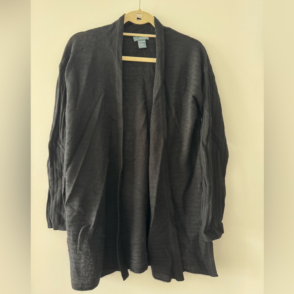 100% Cashmere, ribbed open cardigan